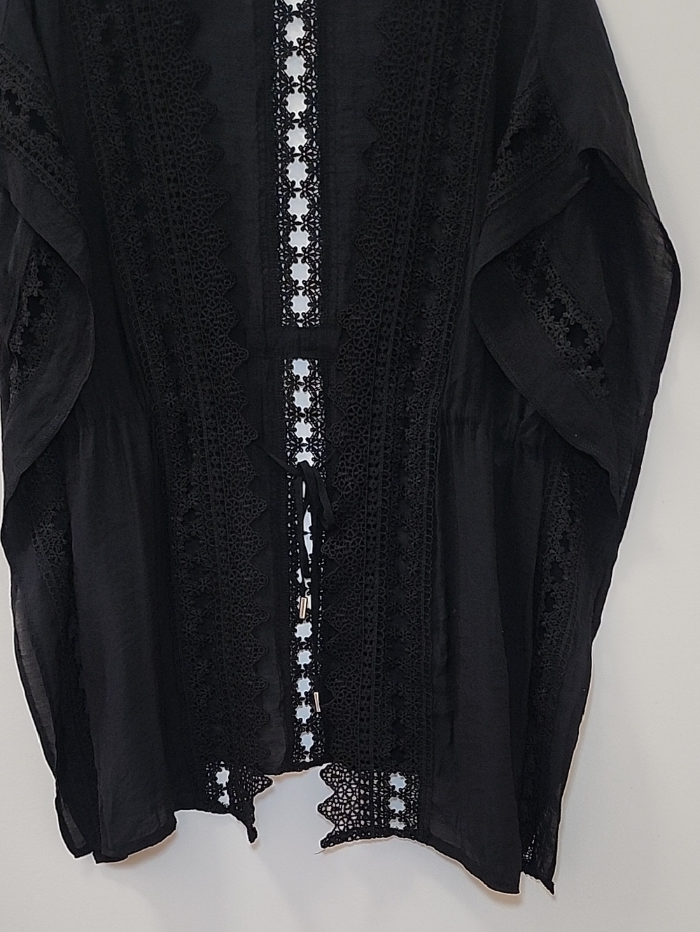 ELAN Vivi crochet Cover Up tie front boho slouchy women’s Lace Sz Small/ Meduim - Picture 6 of 16